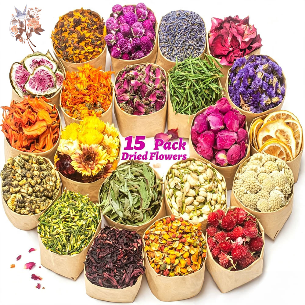 Your Candle Supplies - 15 torebek suszonych kwiatów – zestaw