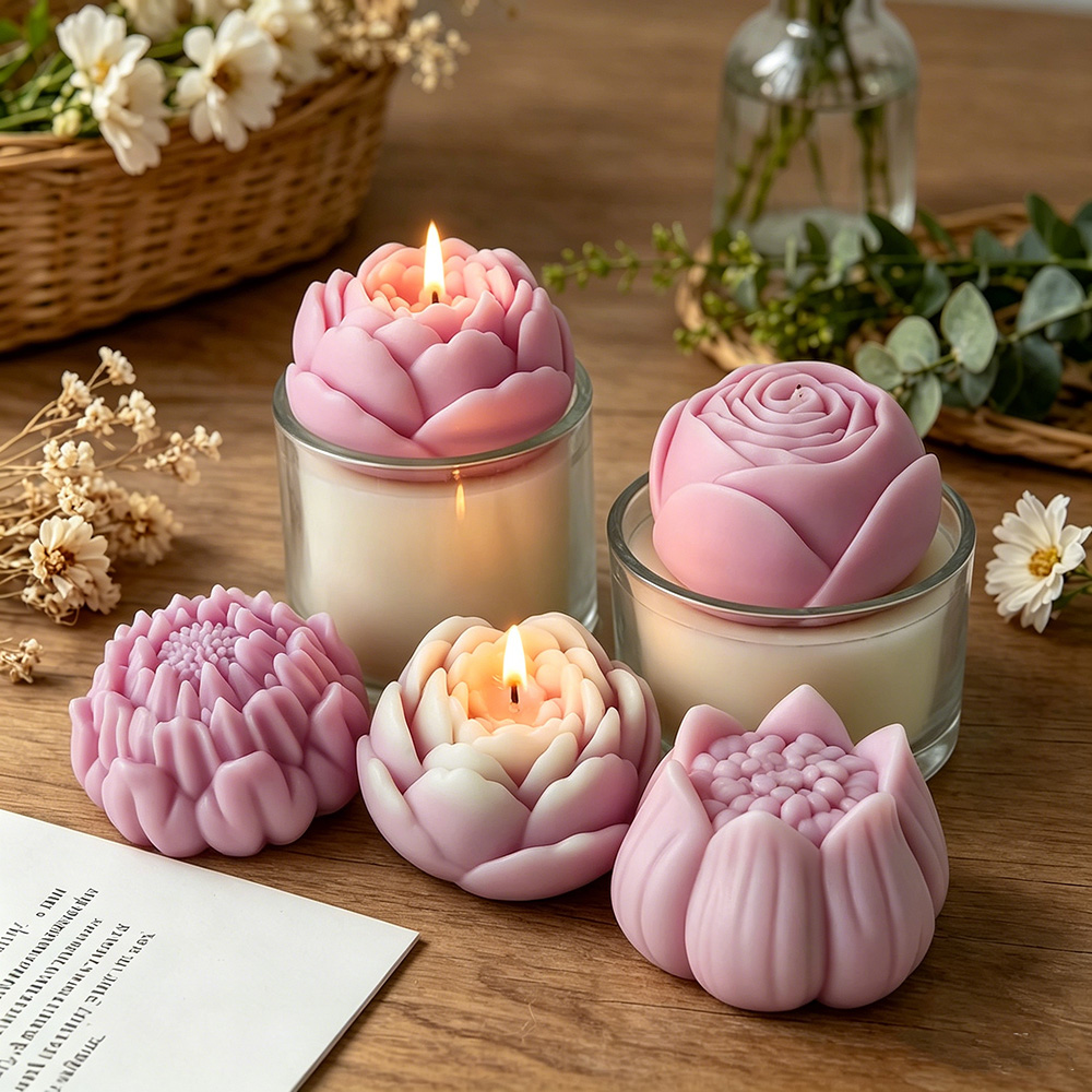 Candle Supplies Store - Forma silikonowa 3D kwiaty: piwonia, róża,